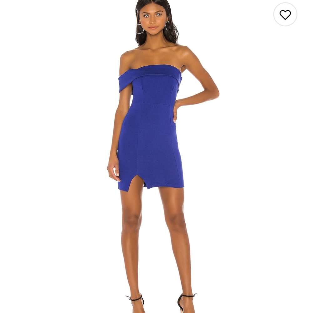 Superdown one strap shoulder dress blue small